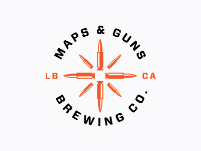 Maps & Guns Brewing 1 beer brewery bullets compass rose guns identity logo maps