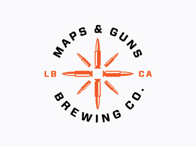 Maps & Guns Brewing 1 logo identity brewery beer maps guns bullets compass rose
