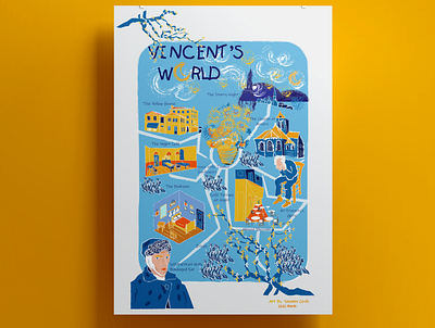 VINCENT'S WORLD MAP ILLUSTRATION design illustration