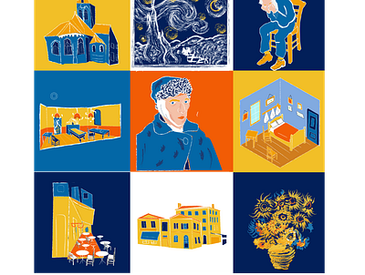 Van Gogh's Paintings Illustratıons design icon illustration