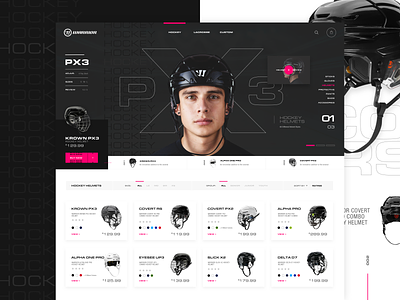 Warrior Hockey Concept ecommerce ecommerce design grid grid layout imagery interface layout exploration mockup onlineshop purchasing sports sports design sportswear store typography ui ux web design