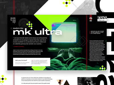 Mocktober 2020: MK ULTRA dribbbleweeklywarmup grid grid layout history imagery interface layout exploration mocktober mocktober2020 timeline typography ui ux video web design