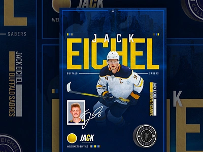 Jack Eichel NFT 3d animation branding graphic design grid grid layout mockup nft nhl poster sports sportsdesign