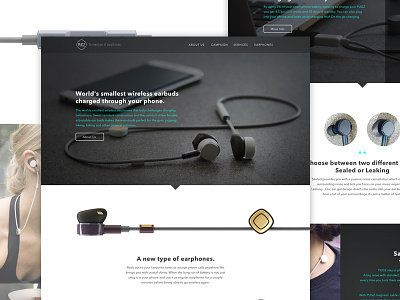 PUGZ Website Design design earphones graphic design headphones illustrator mockup photoshop product design real pixels web design web mockup
