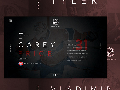 NHL 3 Stars of the Week Concept hockey hockey design illustrator ipad mockup nhl photoshop ui ux web concept web mockup