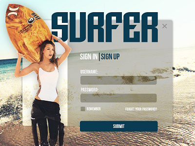 Daily UI #001 Sign In 001 beach daily ui interface sign in sign up surfer surfing ui ui 001