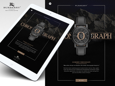 Burberry Chronograph Watch Concept burberry buy dark grid interface ipad mockup purchase time typography watch
