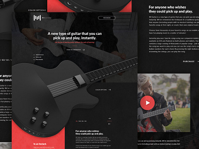 MiGuitar Web Concept dark exploded grid guitar interface logo miguitar mockup music pink purchase typography