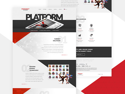 Knockout Gaming Web Design angles chevron gaming knockout platform red ui web design