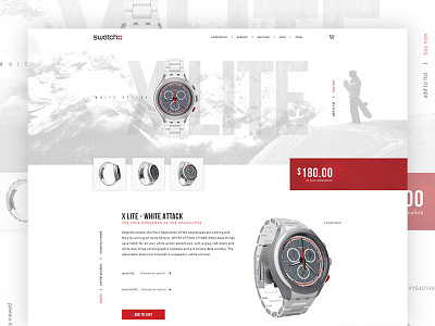 Swatch X Lite White Attack Collection Concept grey grid product red snow swatch texture ui watch web