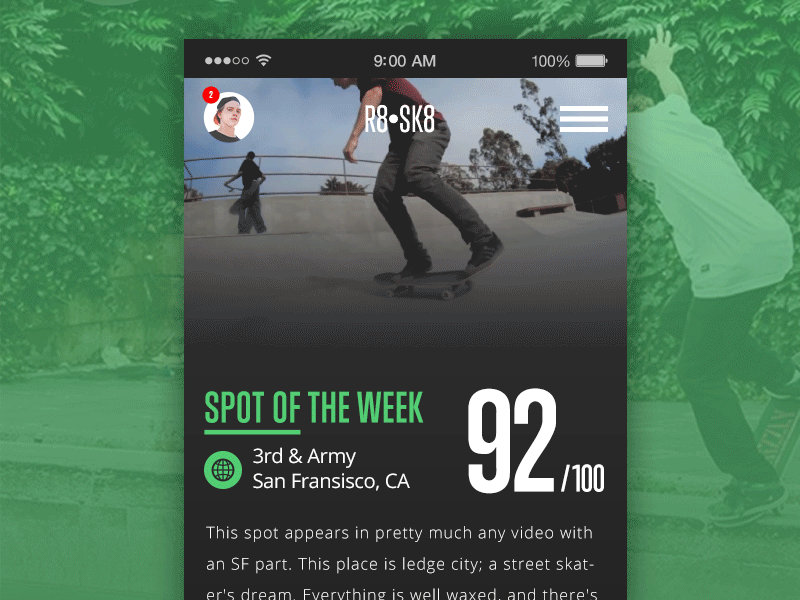 R8 SK8 Mobile App Concept