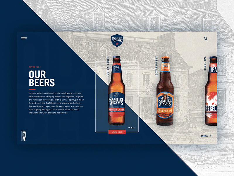 Sam Adams Interactive Concept beer blue gif grid interactive lager old red sam adams texture white