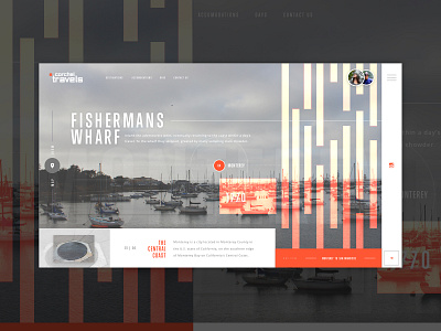 Wharf'n It Up california circles corchel grid imagery layout map monterey orange travel ui web mockup