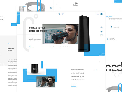 Thero Concept blue grid interface layout mockup product ui ux video web design website white