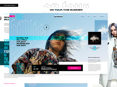 Billie Concept WIP blog post call to action depth of field exploded grid grid layout hero banner imagery layout exploration music player musician uiux web design