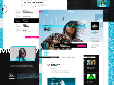 Billie Concept Full blog post call to action exploded grid grid layout hero banner imagery layout exploration music ui ux web design web mockup