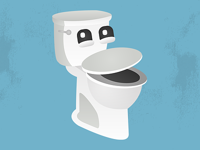 Flushy the Toilet bathroom cute eyes flush happy illustration light blue poop restroom smile toilet white