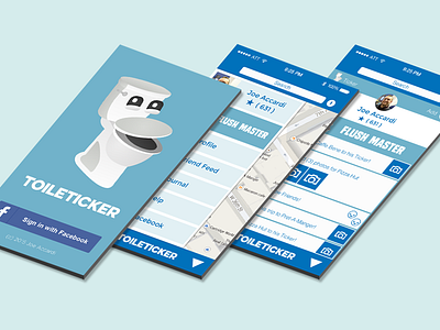 Toileticker UI Concept android app bathroom blue concept finder gps ios iphone quirky restroom ui