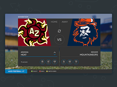 Team Select UI | Axis Football 17 black design football game grey mobile mockup sports ui ux web