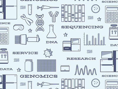 Genomics Seemless Pattern blue data dna icons illustration pattern research science scientist seemless