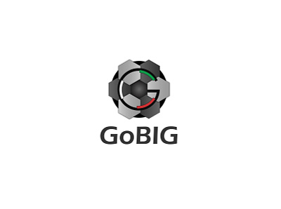 Logo: GoBIG football Product Shop 3d branding clean design football hexagon illustration logo vector