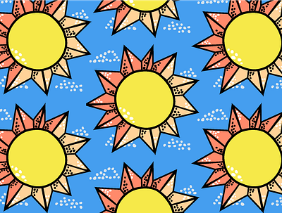 DOTTY SUNSHINES blue design doodle dotwork happy illustration novelty smiley summer sun sunshine vector vector art yellow