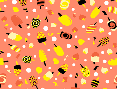 Strawberry Summertime coral doodle novelty pattern pattern art popsicle repeat repeating pattern summer summer camp summertime warm yellow