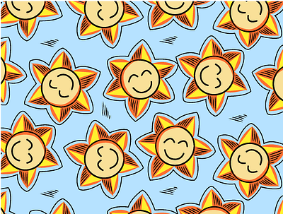 SUN SMILES ALLOVER allover illustration junior kids novelty positive repeat smiles smileyface summer sunny sunshine vector