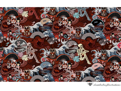 Fabric pattern Japan design fabric pattern illustration japanese pattern pattern design print wallpaper