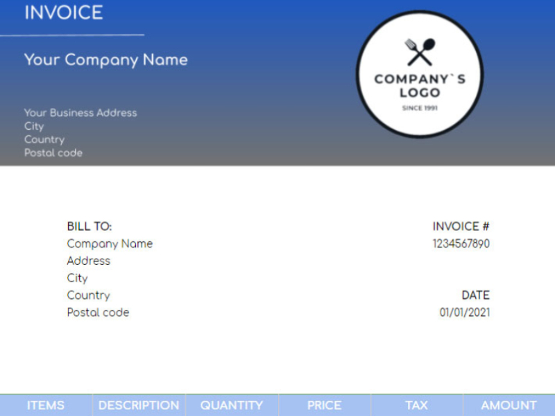 Invoice Template for Companies - FREE Google Docs Template by FREE