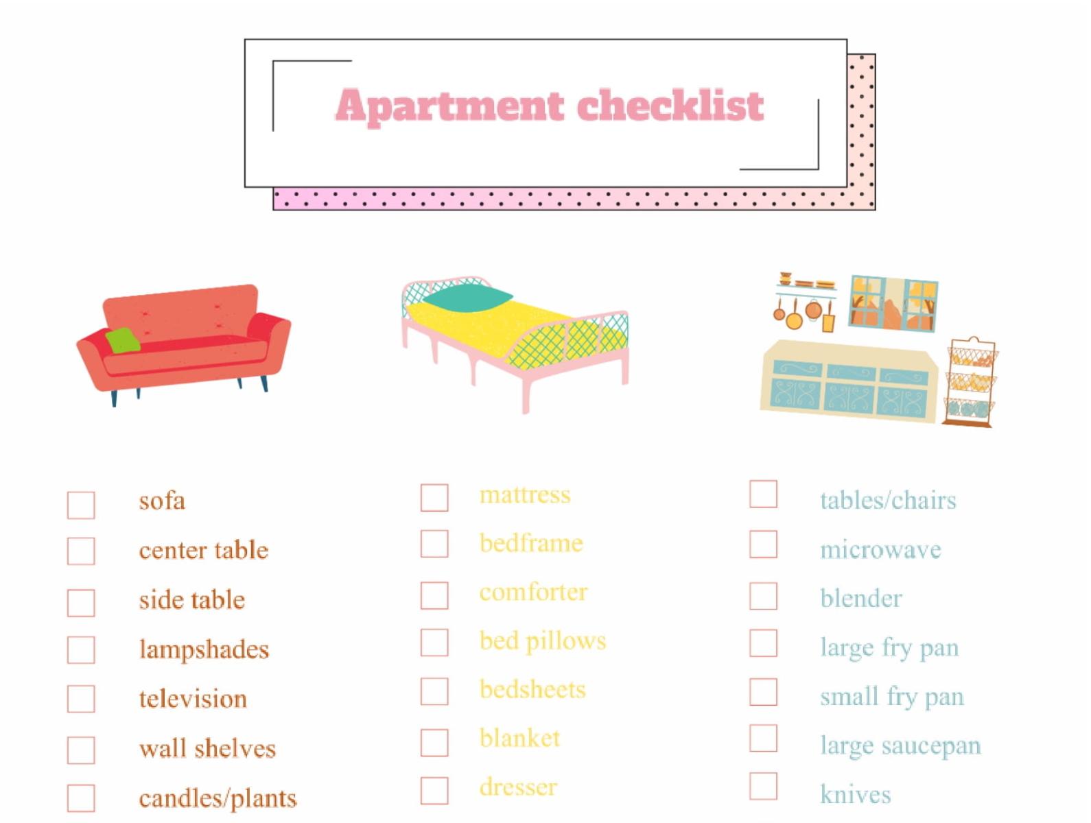 new apartment checklist google sheets