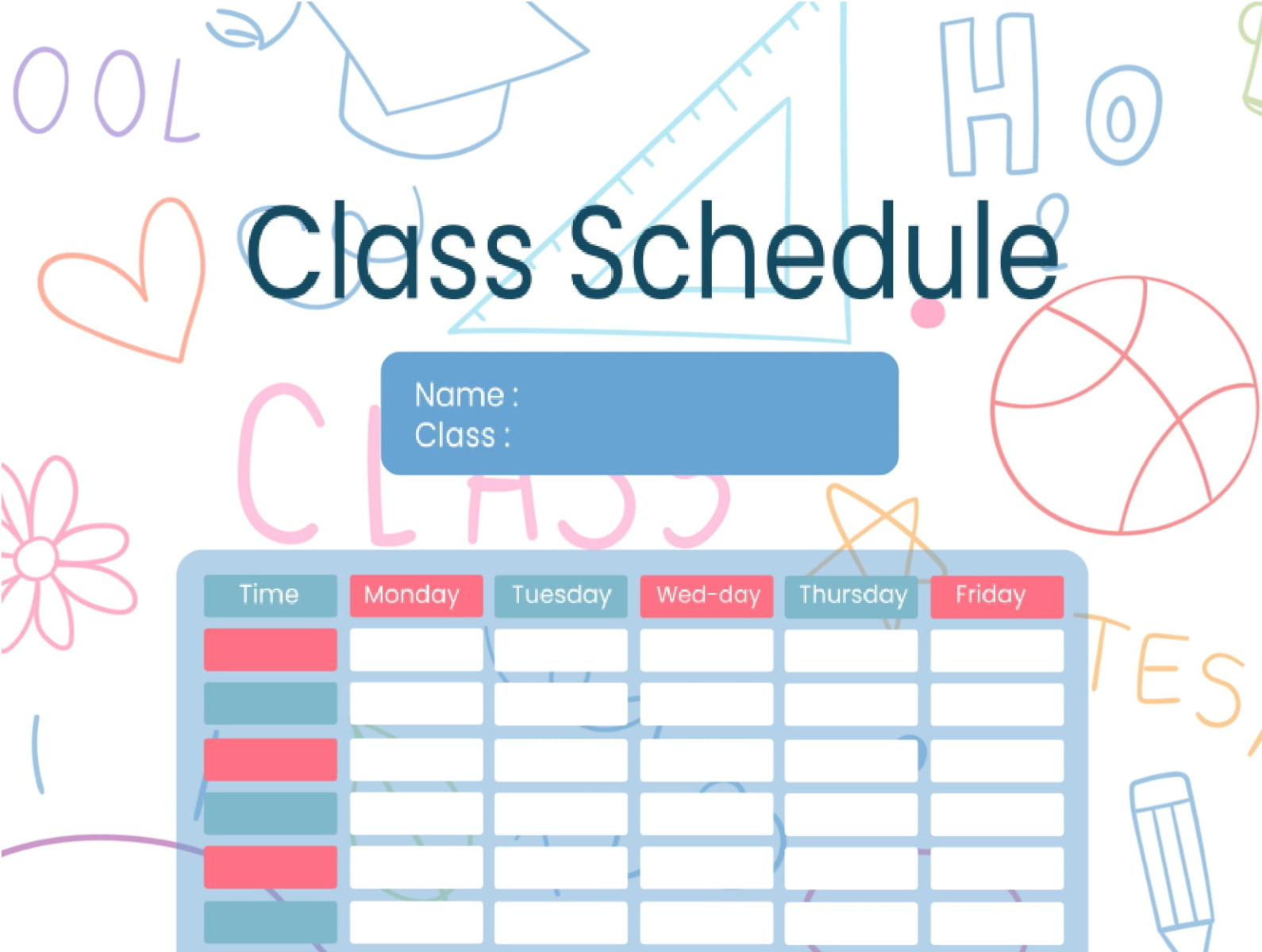 Weekly Class Schedule Template By FREE Google Docs Google Slide 