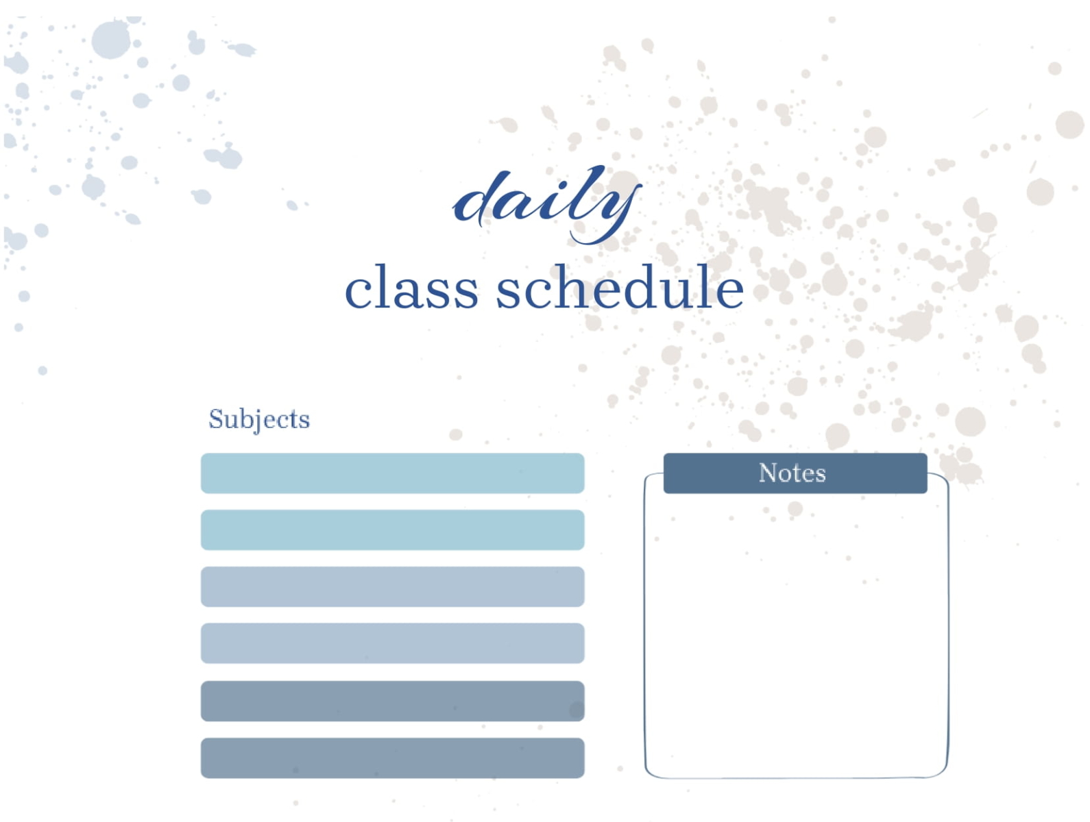 daily class schedule template google docs