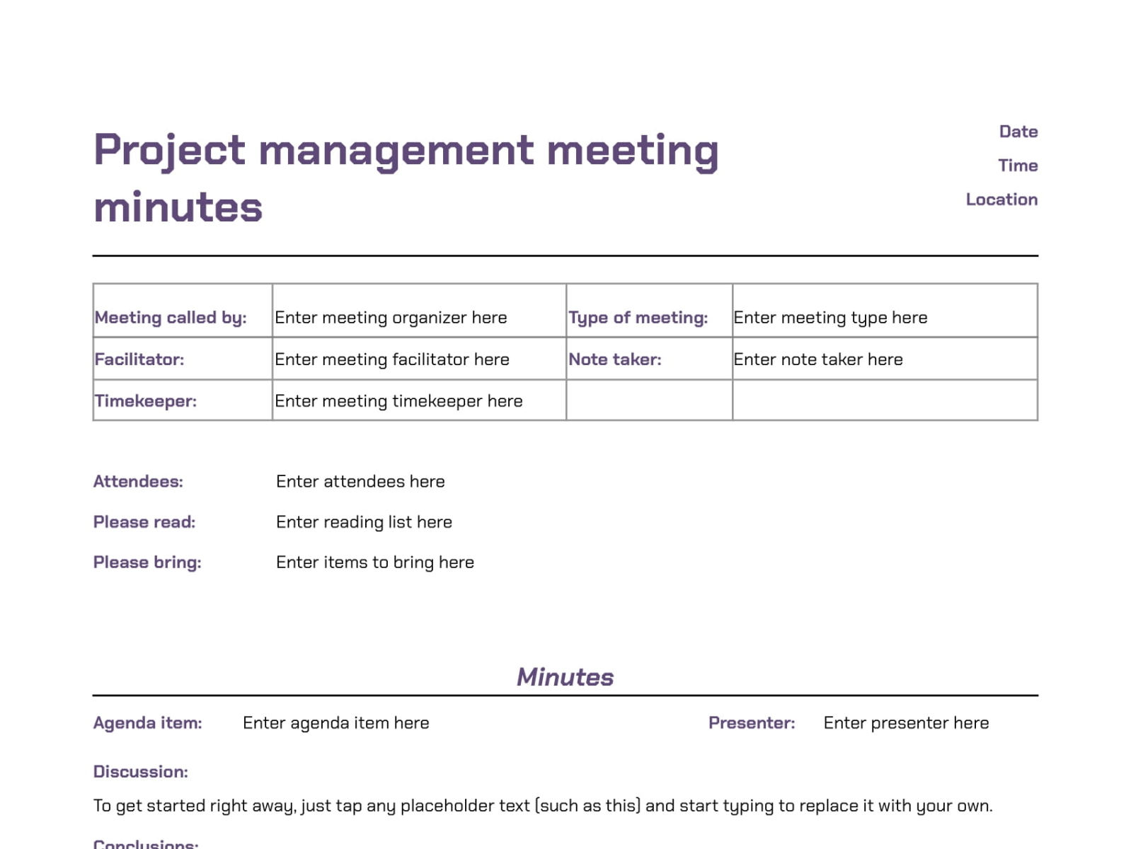 Project Management Meeting Minutes Templates by FREE Google Docs