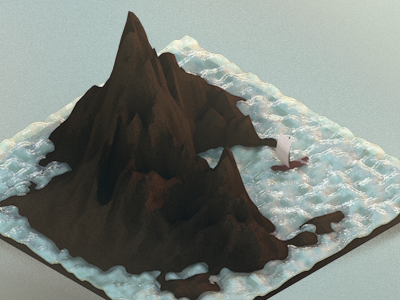 Mountain Island c4d isometry mountain water