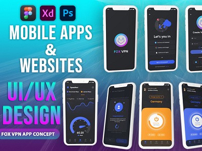 FOX VPN App 3d admin panel app app design branding dashboard design graphic design mobile app design mobile app ui ux mobile app ui ux desing modern app kit modern ui design ui ui kit ui ux ui ux design ui ux kit vpn app design vpn ui kit