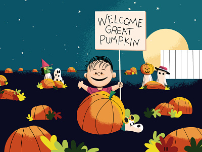 It's the Great Pumpkin, Charlie Brown 1966 art cartoon design digitalart ghost halloween illustration pumpkin snoopy witch
