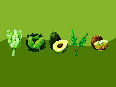 Eating Green art avacado digitalart health illustration kiwi procreate stpatricksday veggies