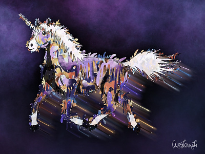 Colorful unicorn animal illustration colorful fairytale procreate unicorn