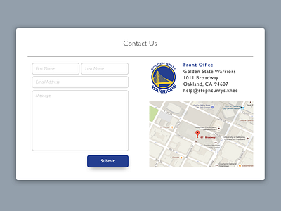 DailyUI - #028 - Contact Us contact contact form dailyui golden state warriors gsw ui