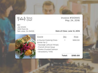 DailyUI - #046 - Invoice 046 cooking class cooking icons dailyui invoice salmon