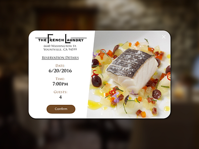 DailyUI - #054 - Confirm Reservation 054 confirm dailyui french laundry reservation