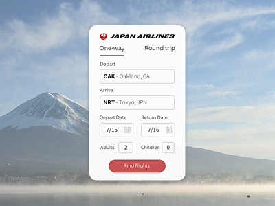 DailyUI - #068 - Flight Search 068 arrive calendar dailyui depart flight search flights