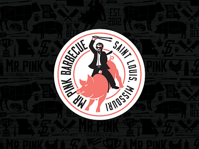 Mr. Pink BBQ Seal Logo barbecue bbq logo logo seal mr. pink pig seal