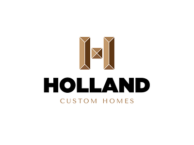 Holland Custom Homes Logo branding h home builder logo logo design roof line roofline