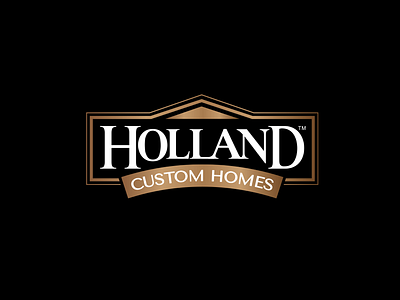 Holland Custom Homes logo branding construction crest custom homes home builder house logo logo design roof