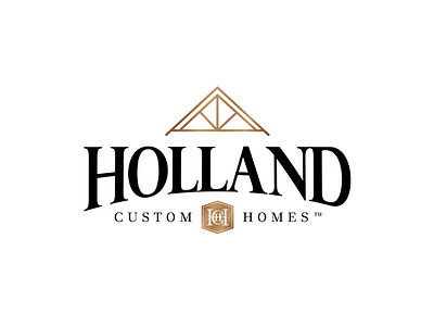 Holland Custom Homes logo branding construction crest home builder logo logo design roof seal