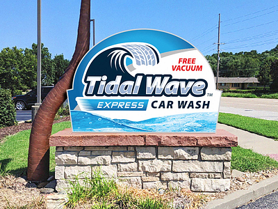 Tidal Wave Monument Sign Design car wash express wash monument sign sign design
