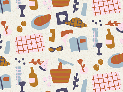 A Day in The Park design flat illustration pattern print textile vector