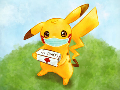 Go Pikachu , fight corona illustration photoshop pikachu pokemon